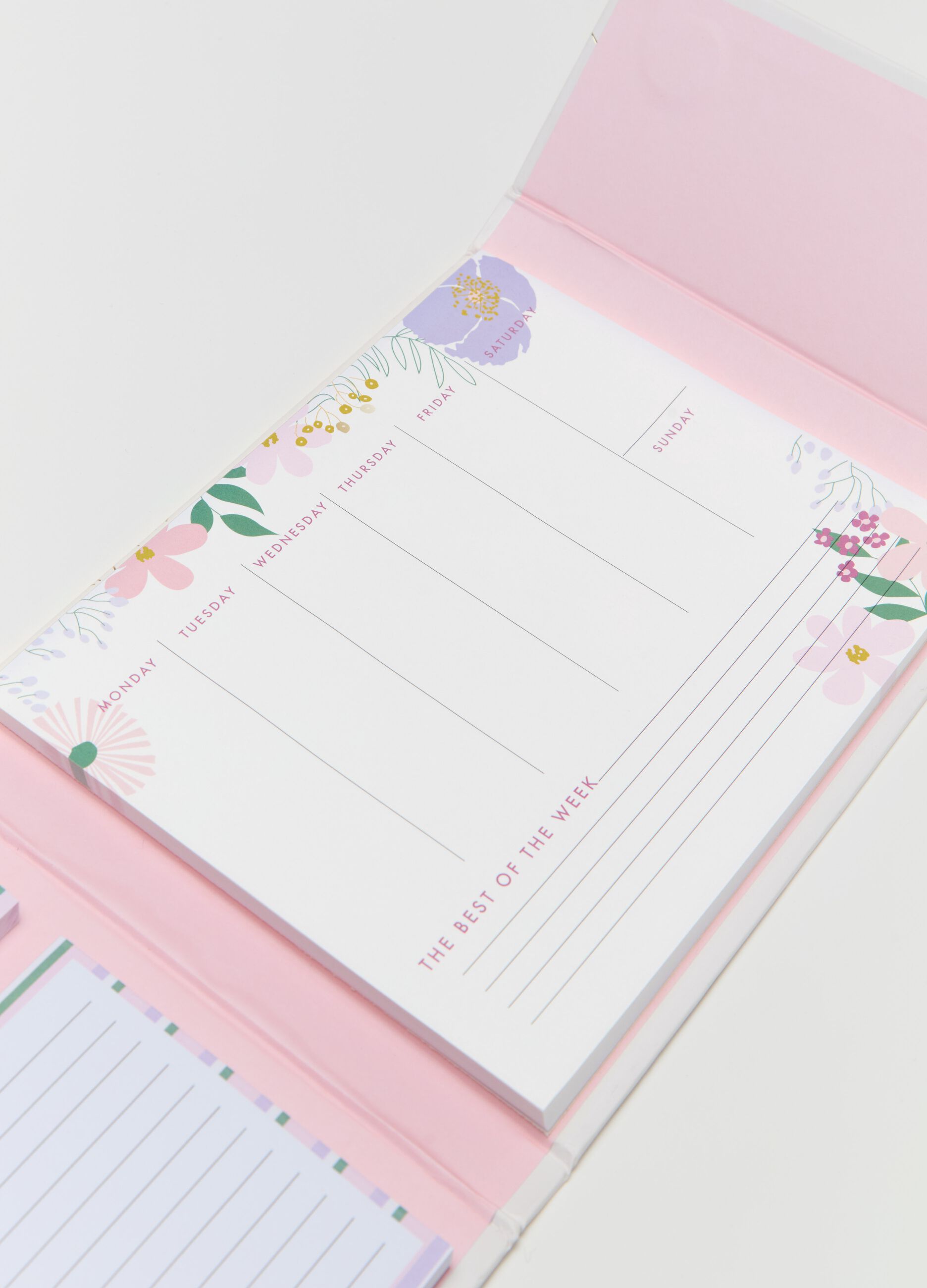 Weekly planner with floral print
