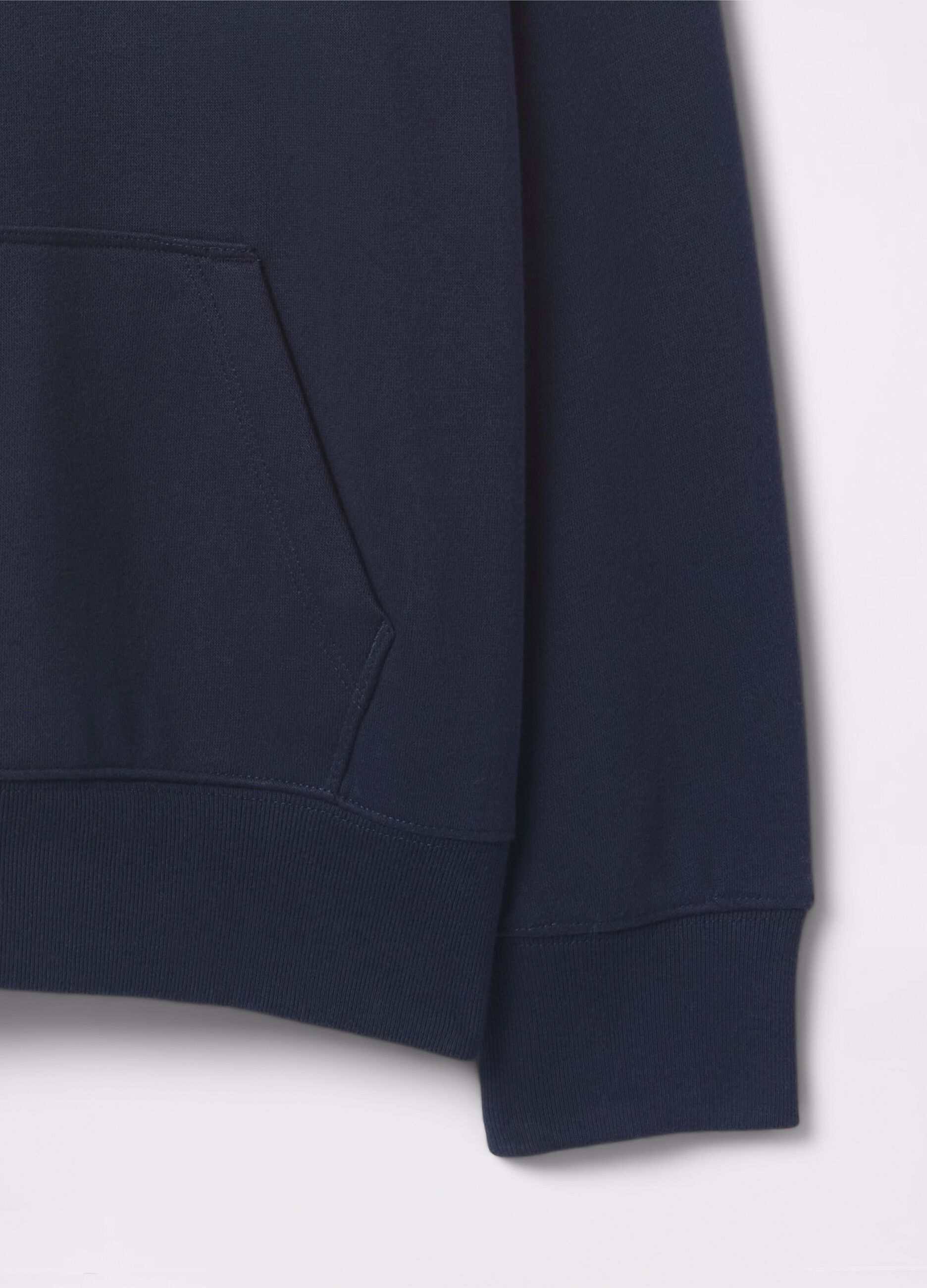 Blue cotton sweatshirt with hood and print