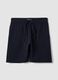 Navy cotton-blend shorts with elasticated waistband, regular fit_0