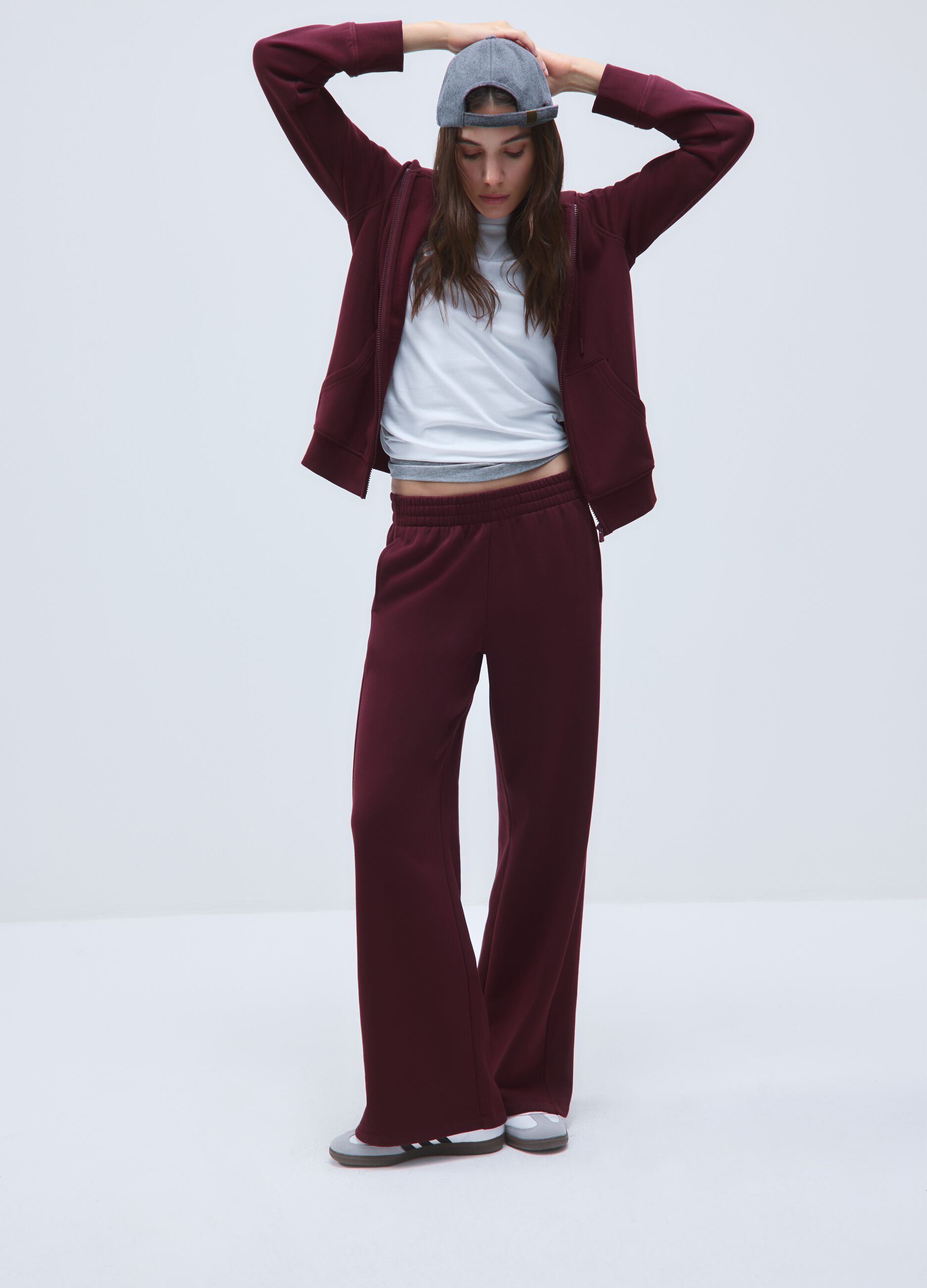 Relaxed Red Cotton Blend Trousers