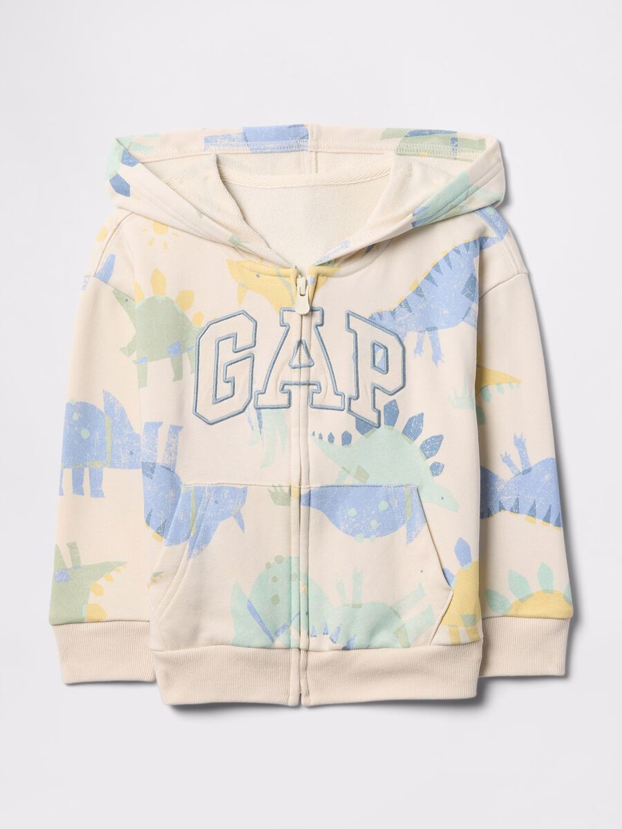Sweatshirt with hood and dinosaurs print_0