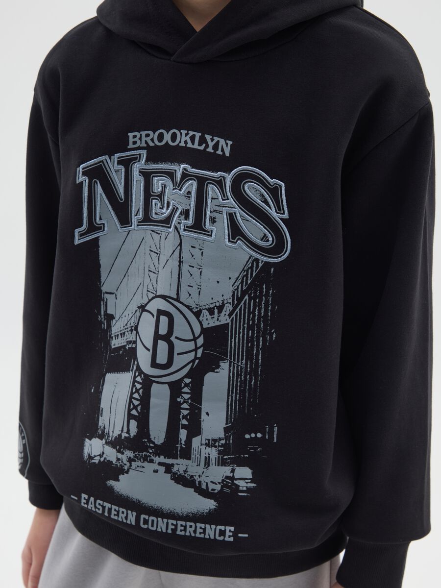 Felpa da ragazzo in misto cotone nera regular fit con cappuccio_2