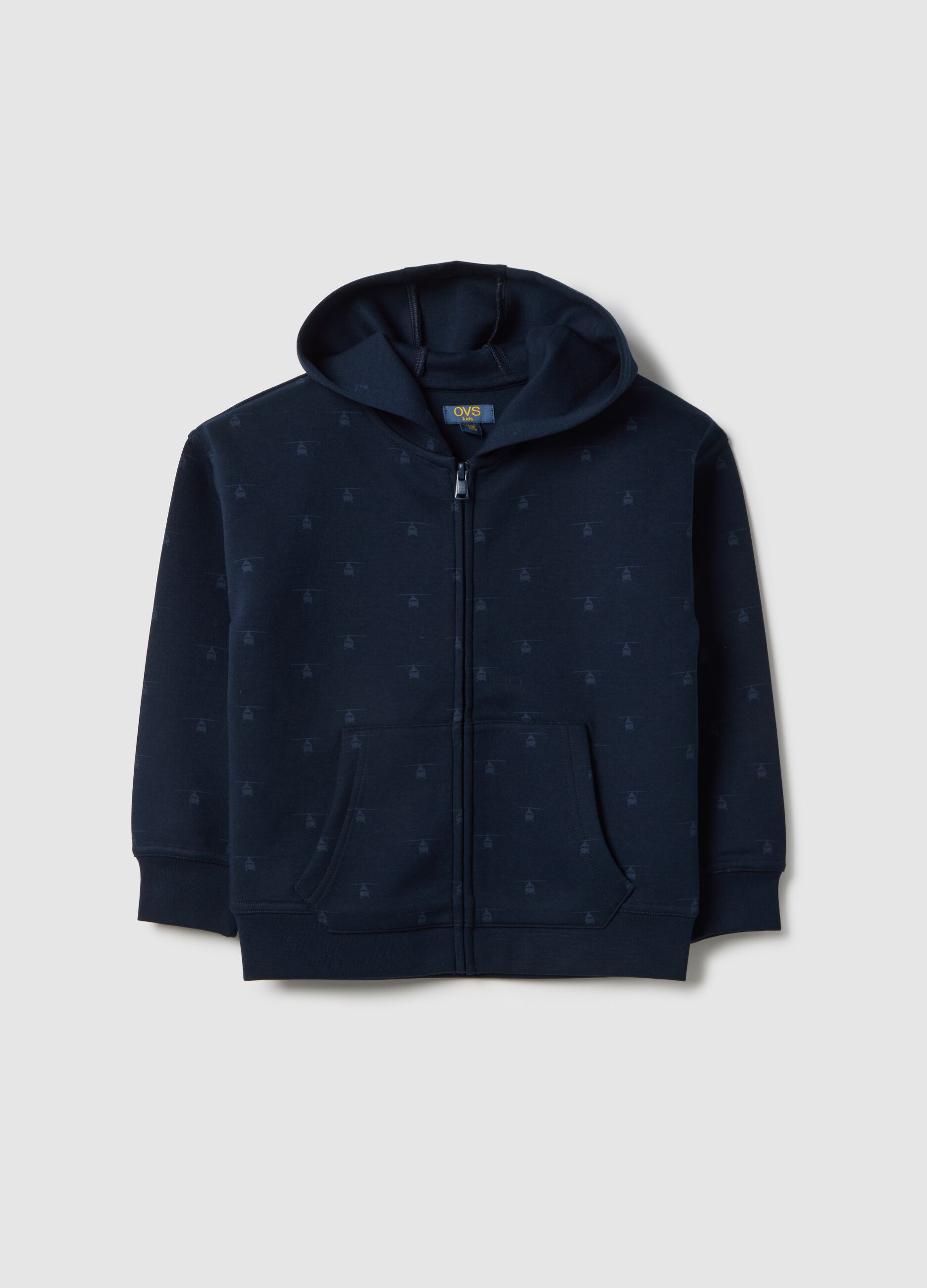 Kids' Blue Regular Fit Hoodie with Full Zip