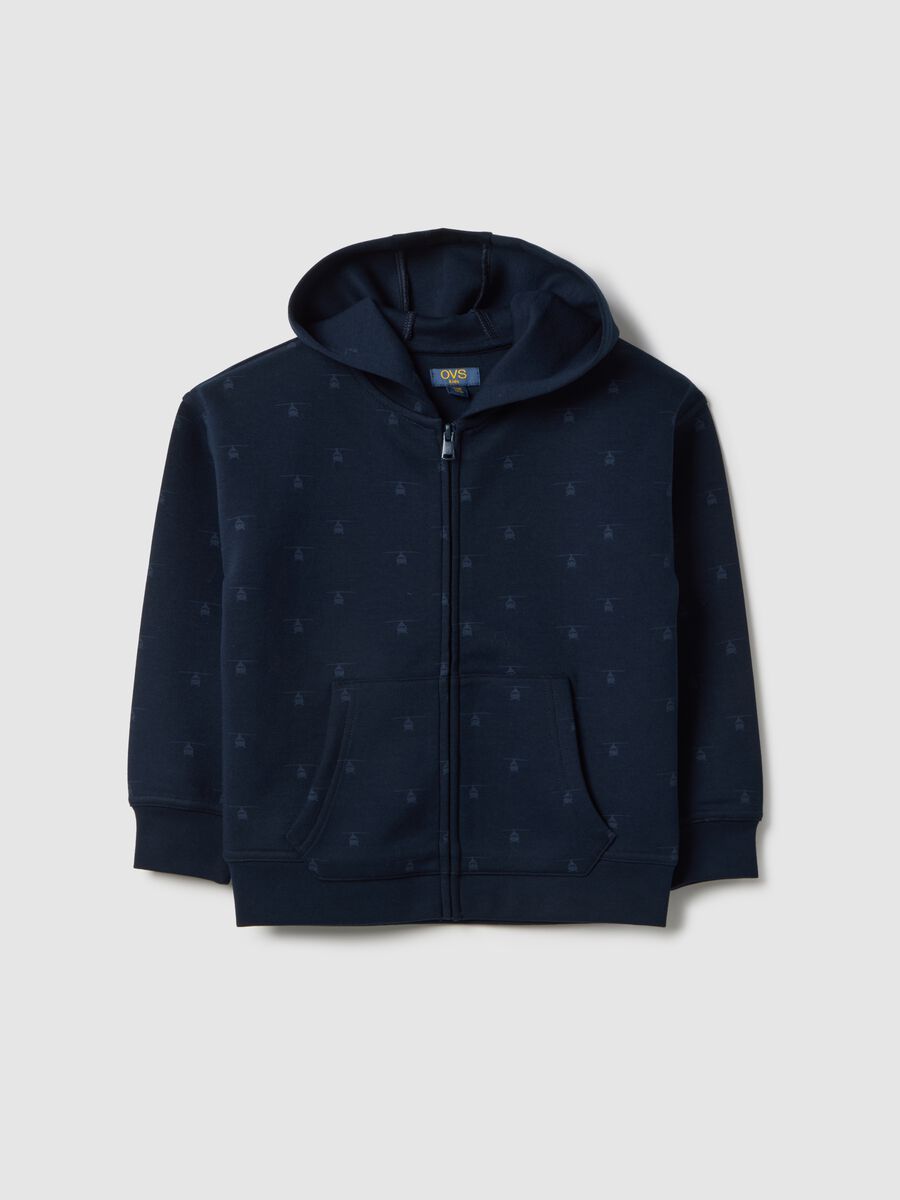 Kids' Blue Regular Fit Hoodie with Full Zip_0