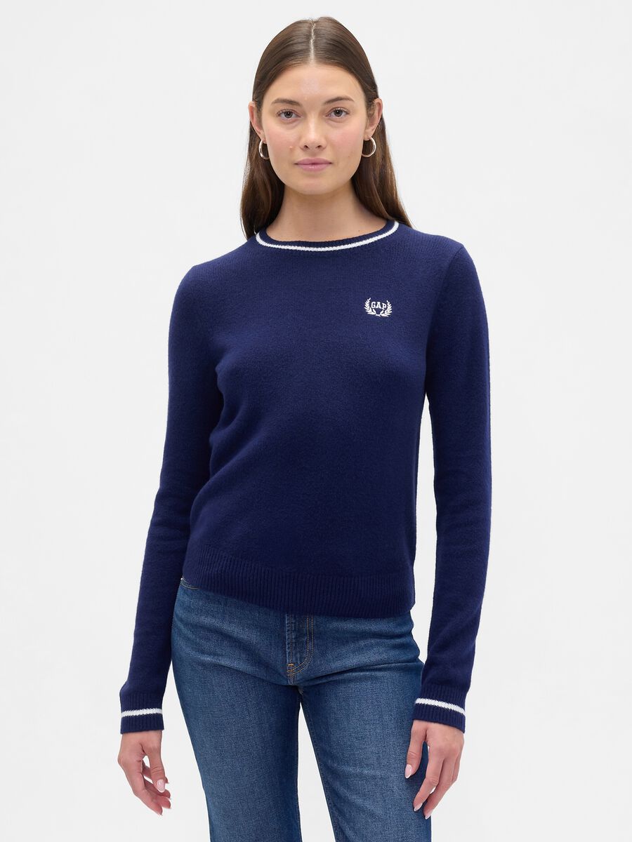 Blue Cotton Blend Jumper_0