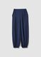 Blue viscose-blend trousers with elasticated cuffs, regular fit_0