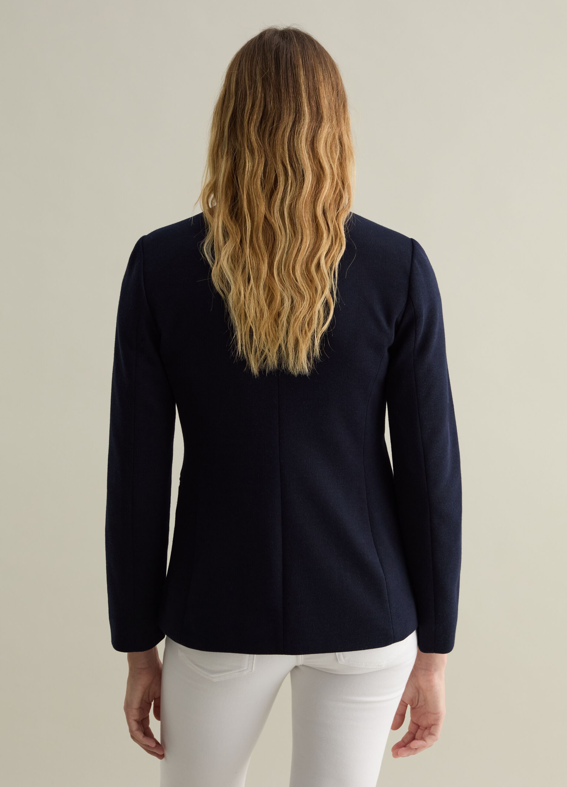 Double-breasted blazer in jersey with gold-coloured buttons