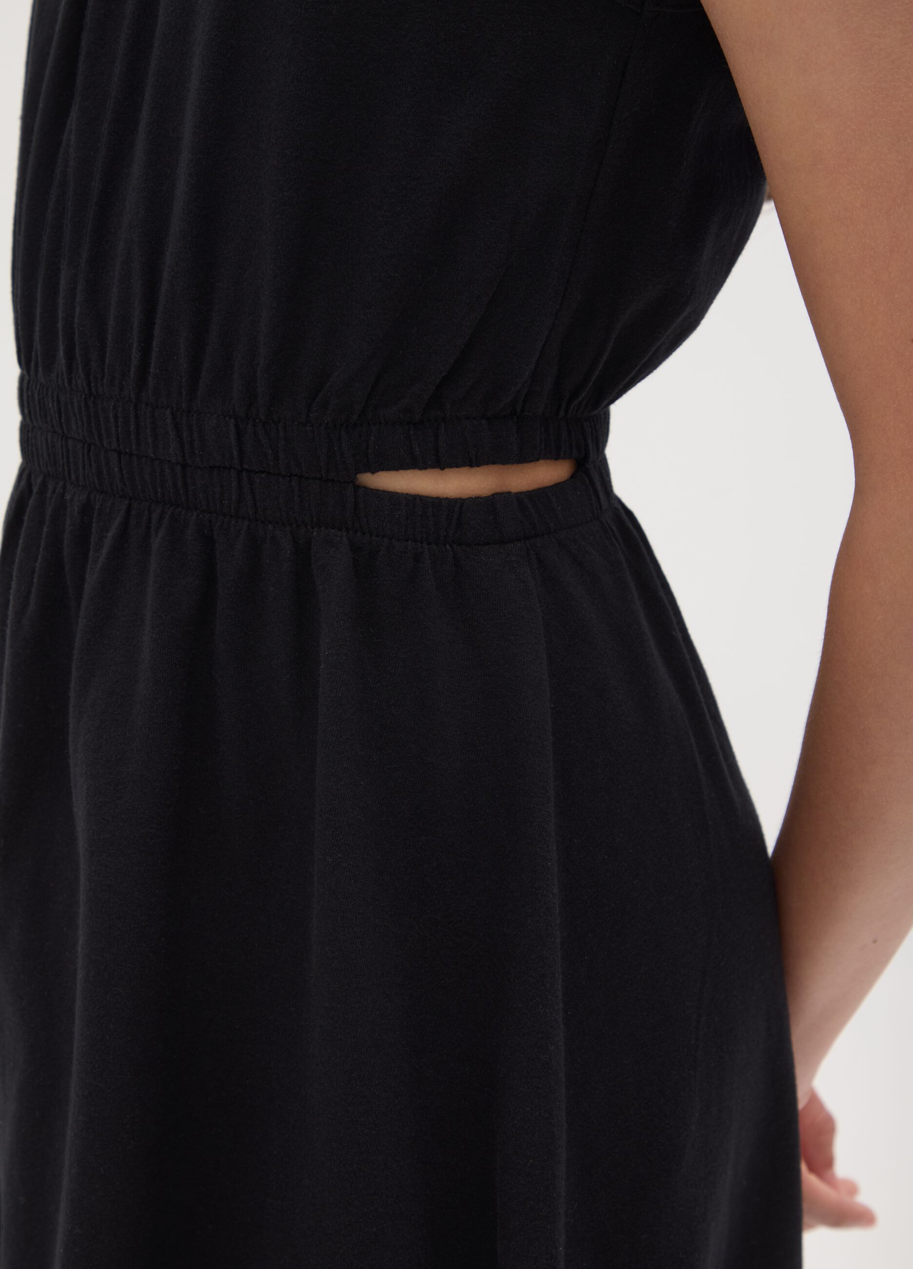 Abito da ragazza in puro cotone nero regular fit senza maniche