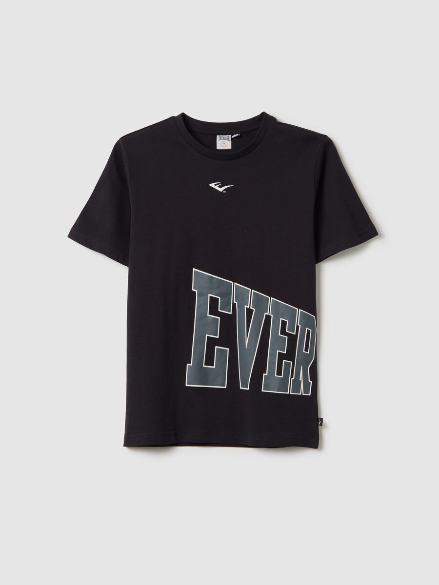 Black T-shirt in cotton with maxi logo print_0
