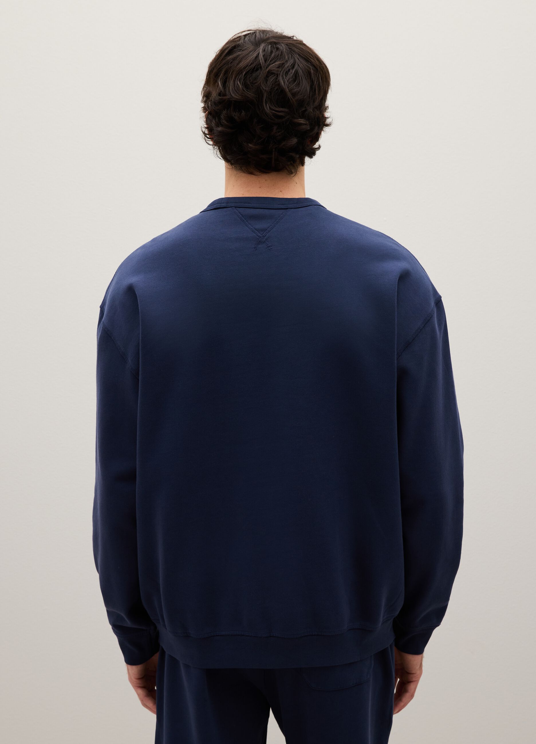 Felpa in puro cotone blu regular fit