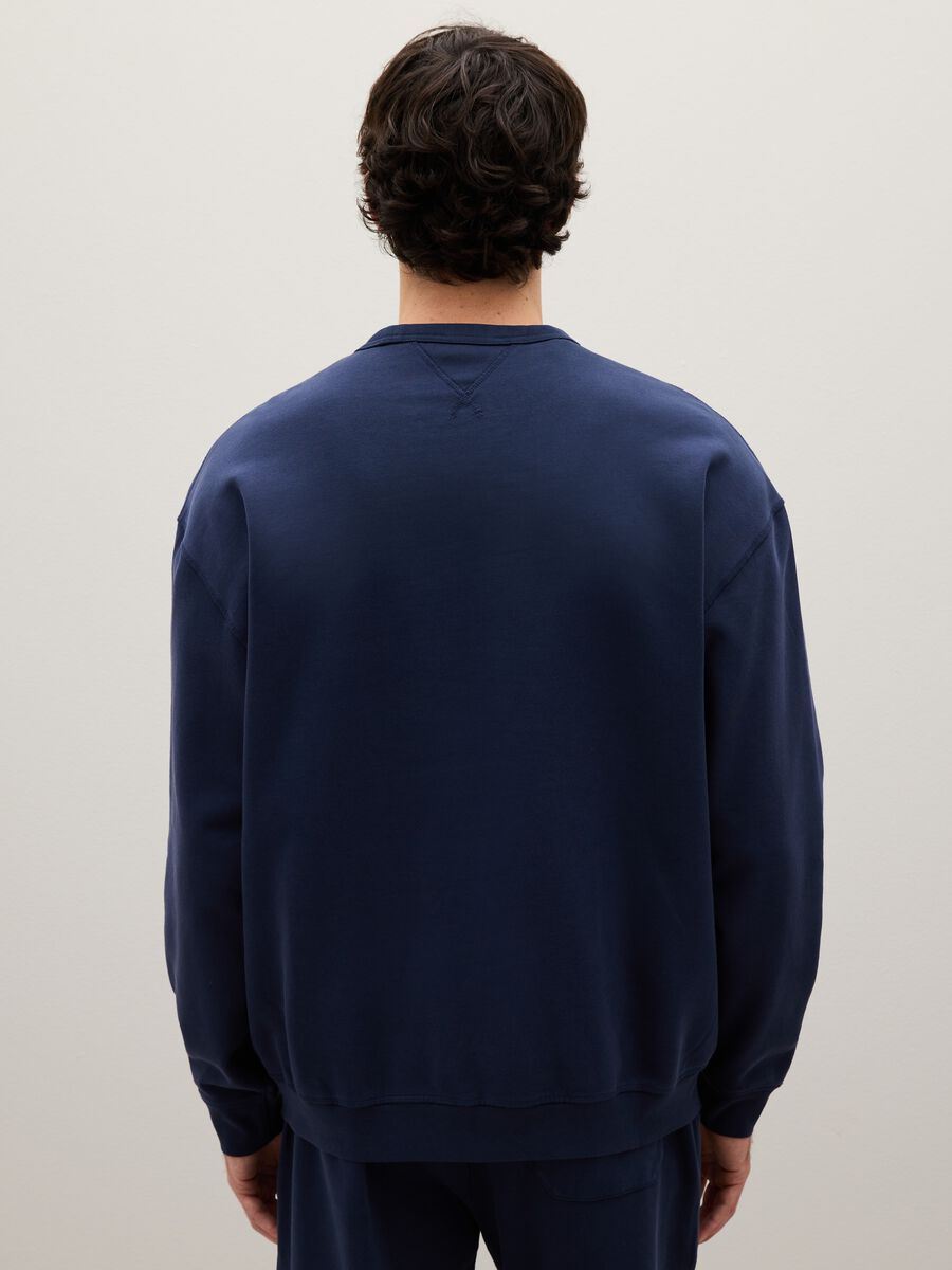Felpa in puro cotone blu regular fit_3
