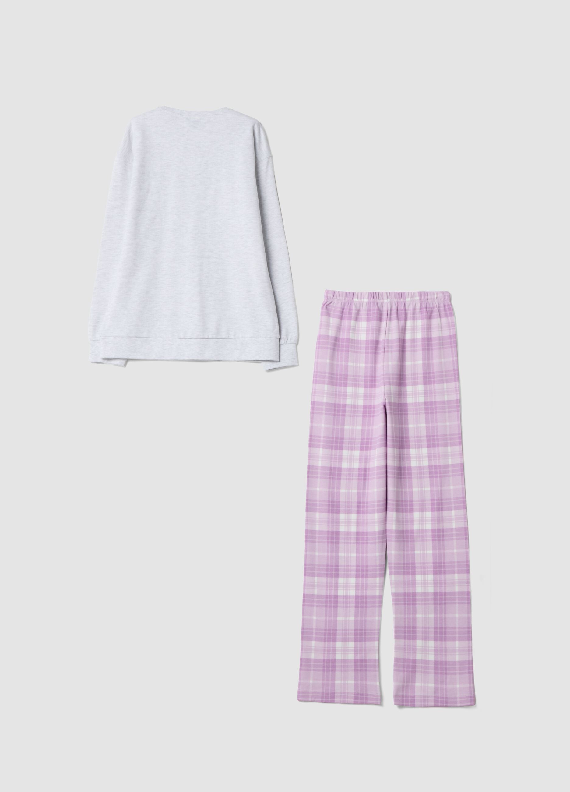 Mottled grey organic cotton and viscose blend crew-neck pyjamas