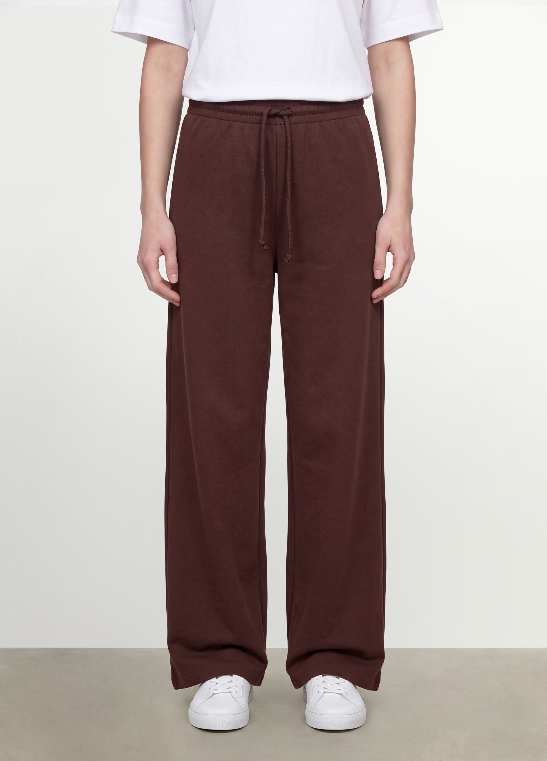 Brown baggy-fit pure cotton jogger trousers