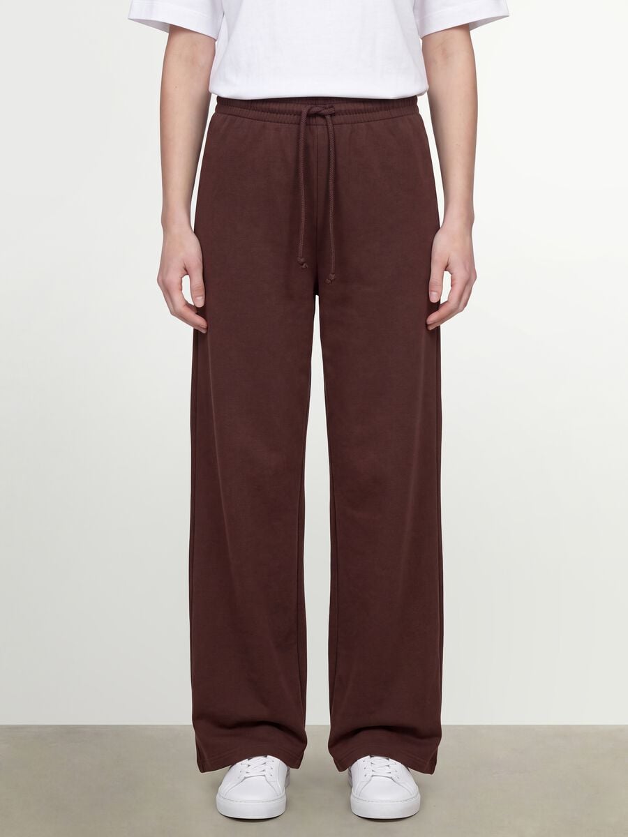 Pantaloni jogger marroni baggy fit in puro cotone_1