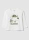 White organic cotton T-shirt with puppy print for boys_0