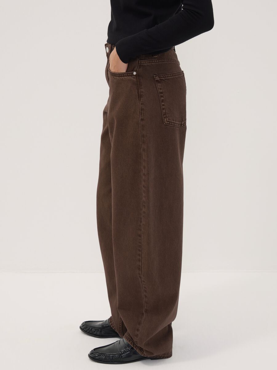 Jeans marroni in puro cotone barrel fit_3