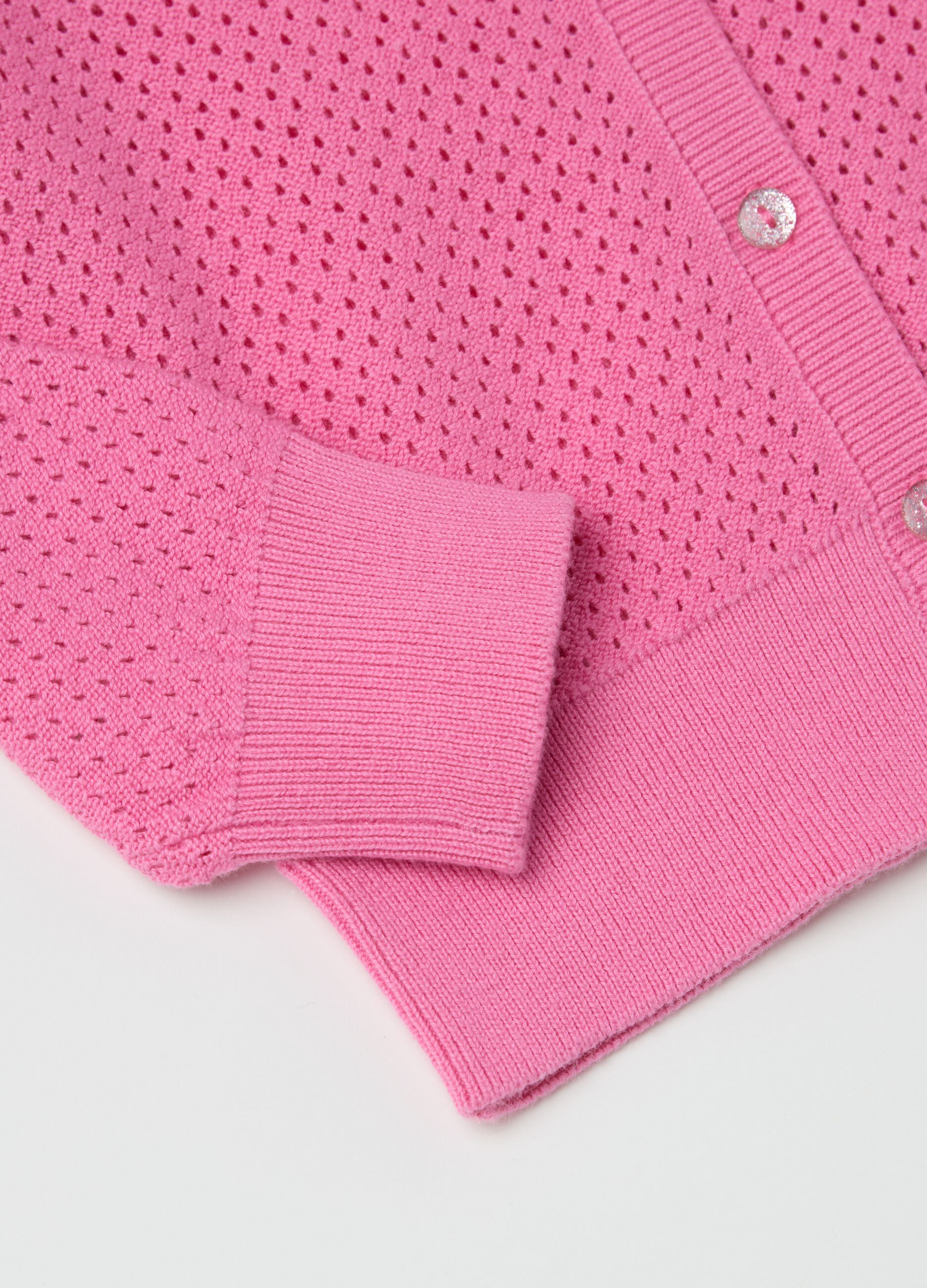 Cardigan with openwork design