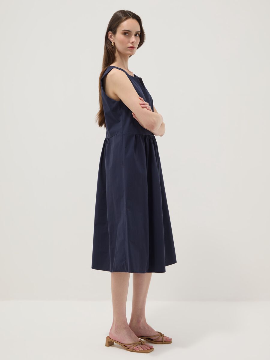 Abito midi blu in puro cotone over fit_0