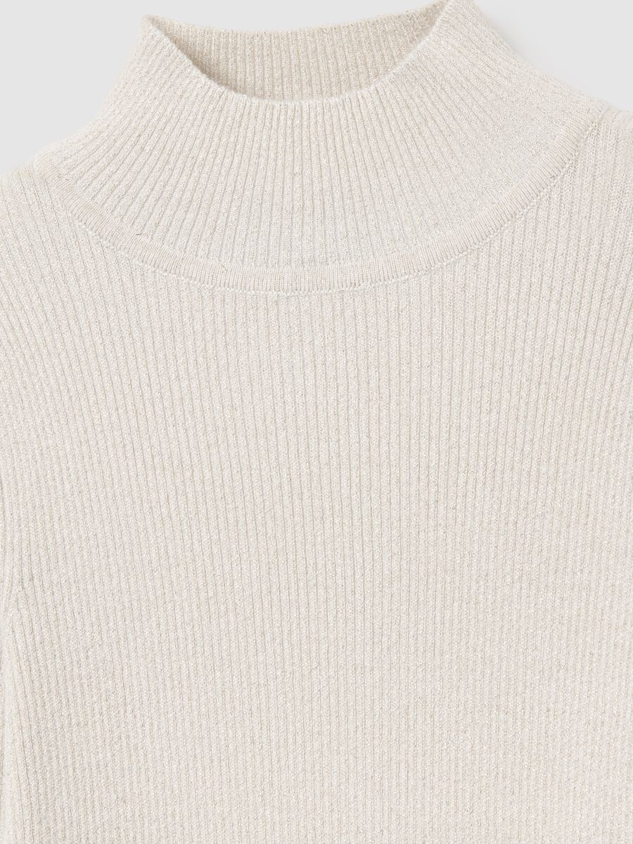 Beige Roll Neck Sweater with Fitted Fit_5