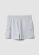 Grey cotton blend cargo shorts for girls relaxed fit_1
