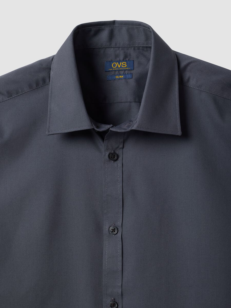 Camicia grigia slim fit con colletto classico easy iron_6