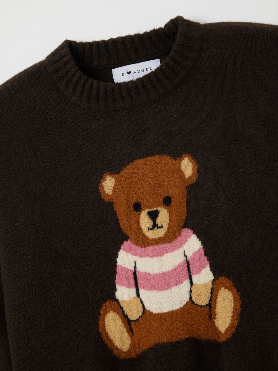 Brown regular fit sweater with print_1