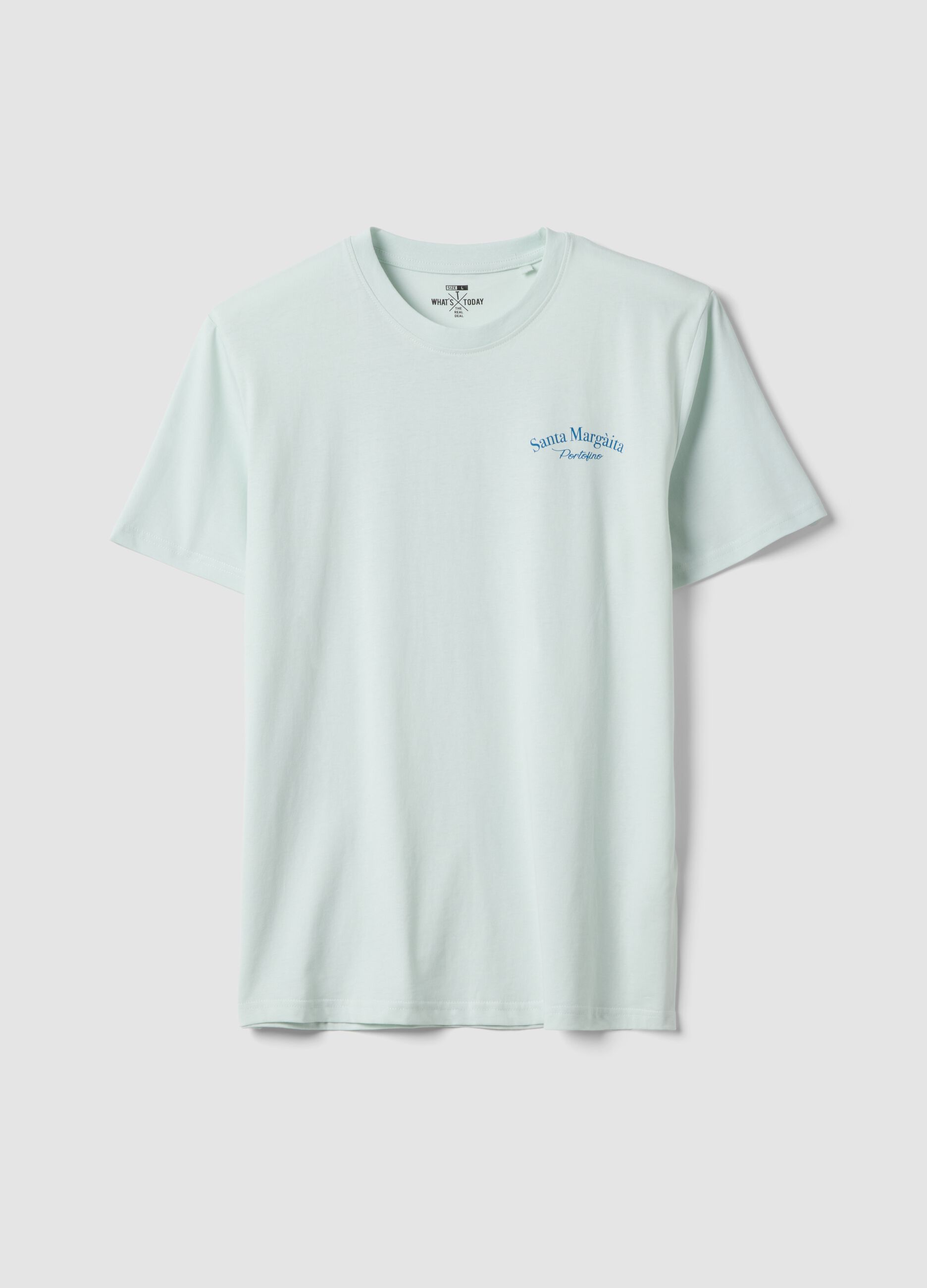 Blue slogan T-shirt in pure cotton, regular fit