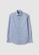 Slim fit blue stretch cotton shirt with micro checks_4