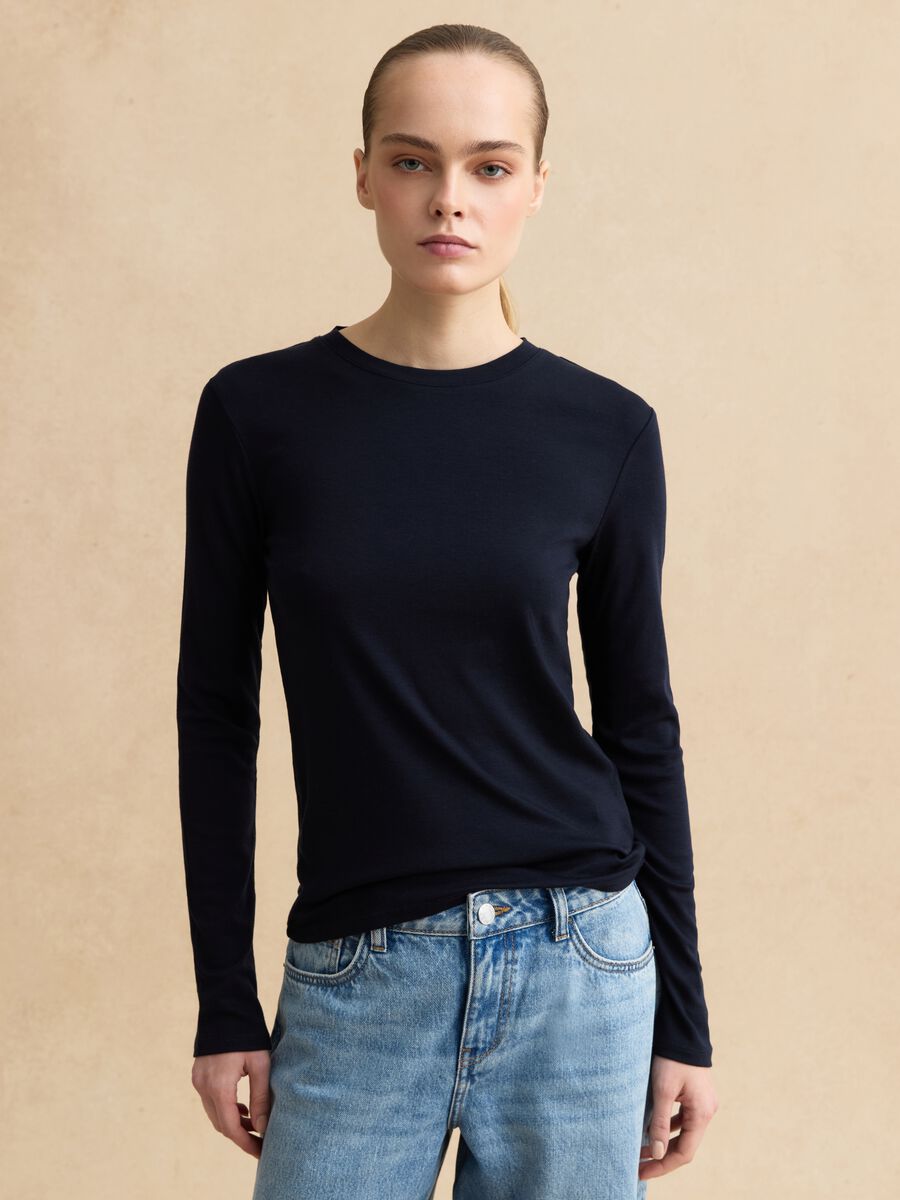 Blue long-sleeve crew-neck regular fit sweater_1