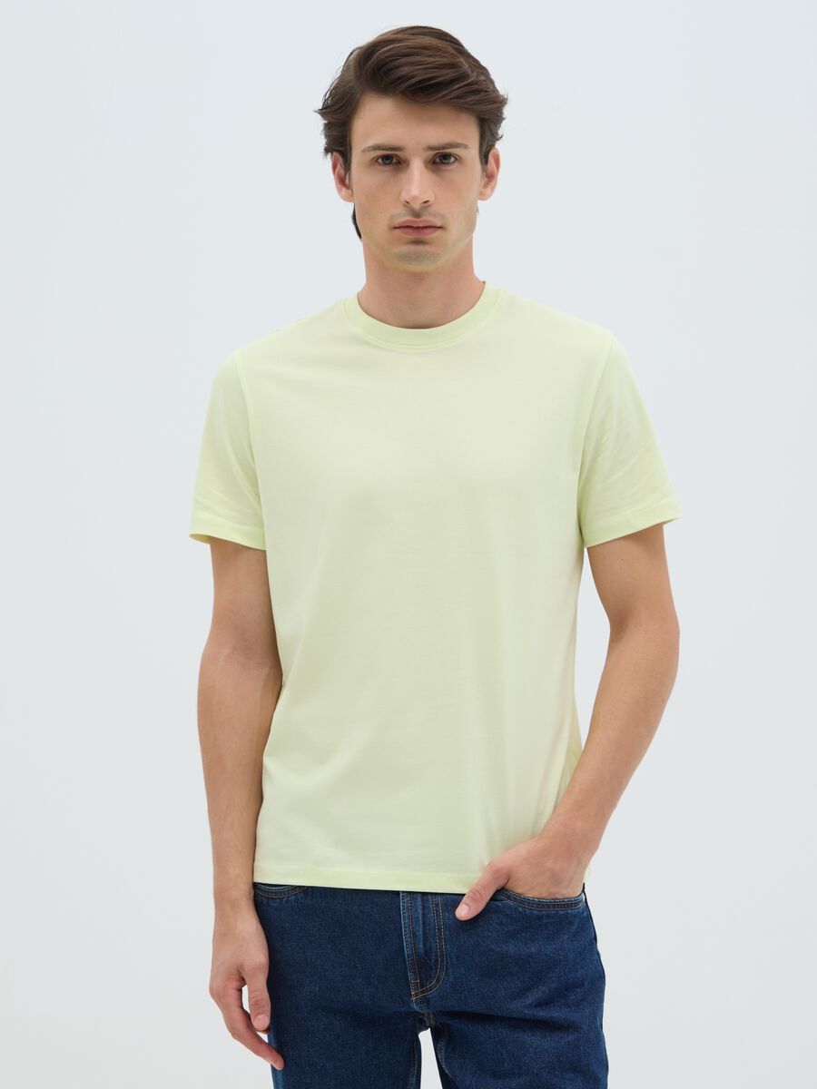 Men's regular fit green pure cotton T-shirt_0