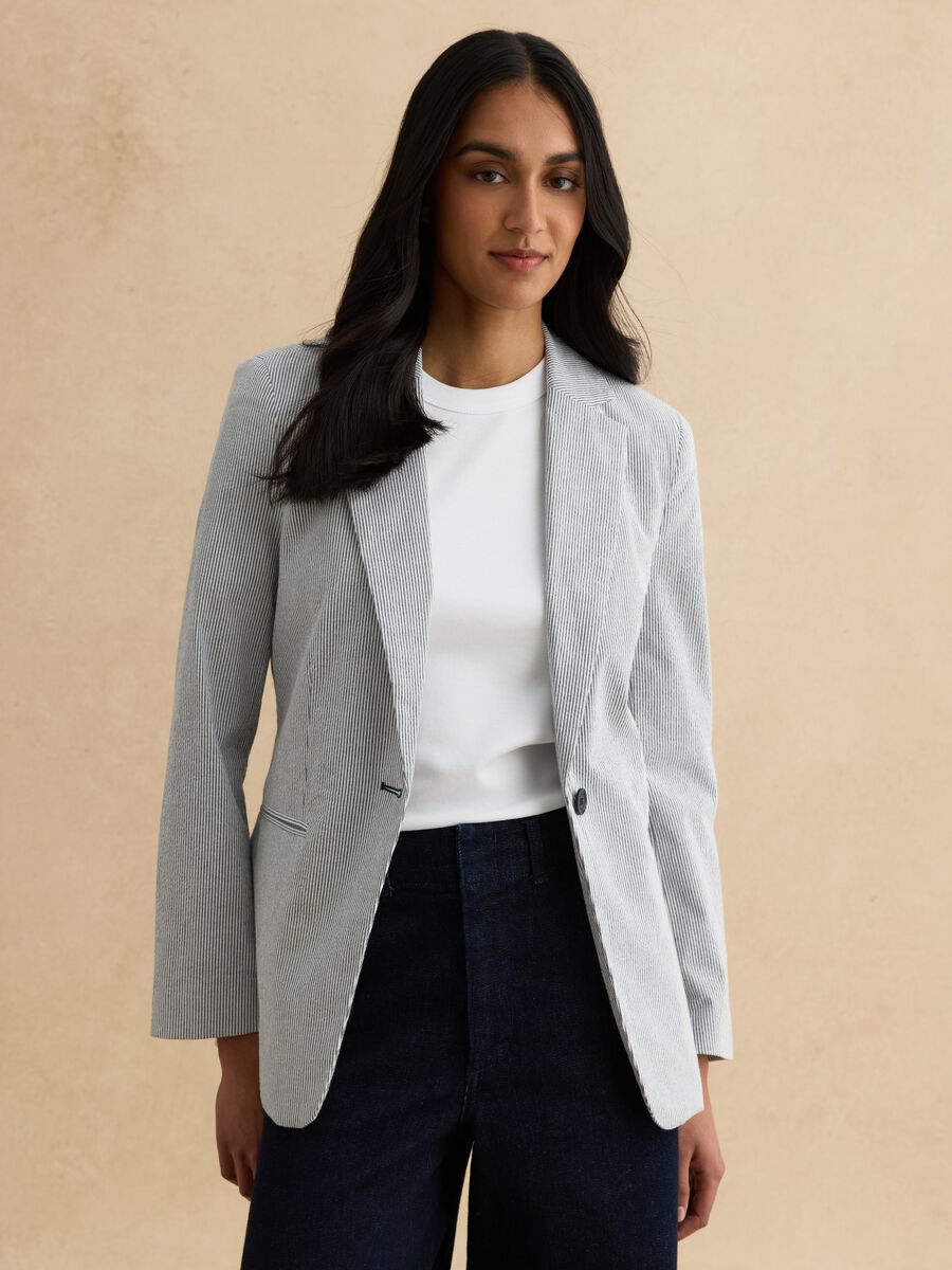 Grey Stretch Cotton Blazer_1