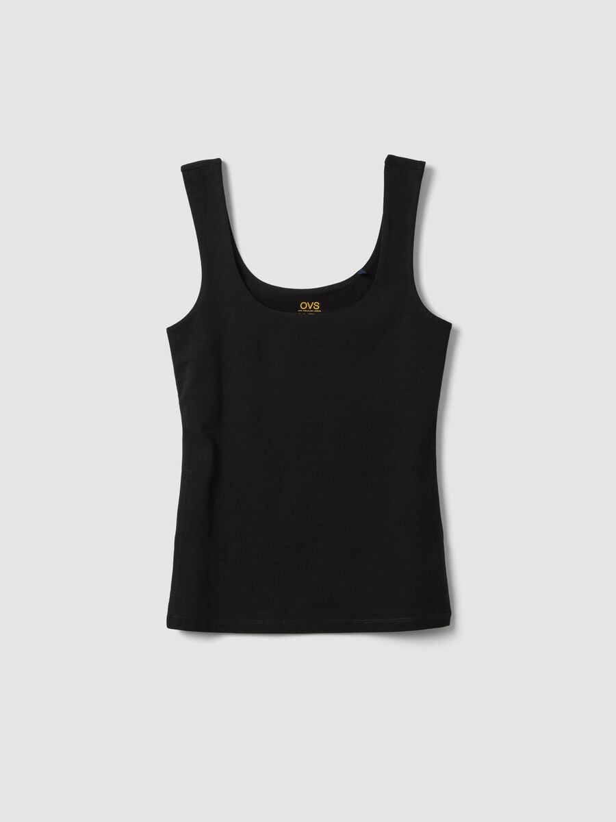 Black fitted stretch-cotton tank top_4