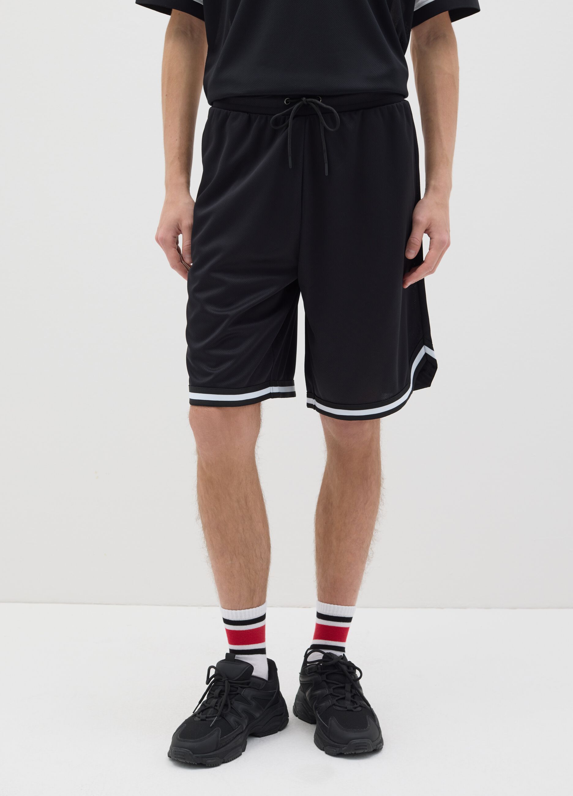Bermuda da uomo in misto nero relaxed fit