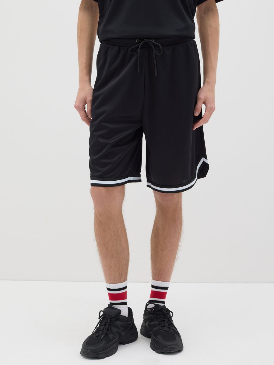 Black mesh blend Bermuda shorts B.Angel_1