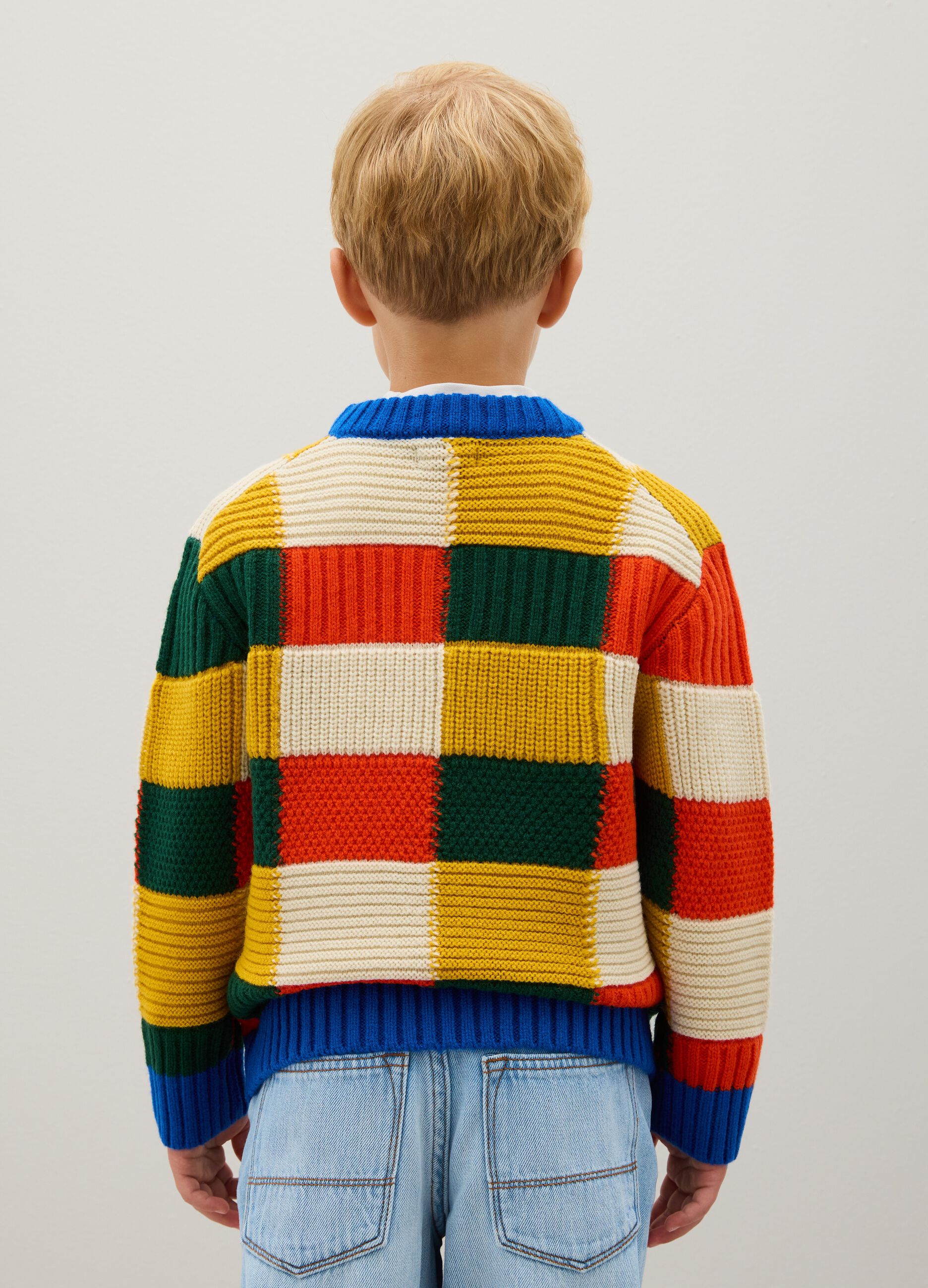 Children's Multicolour Wool Blend Sweater, Regular Fit