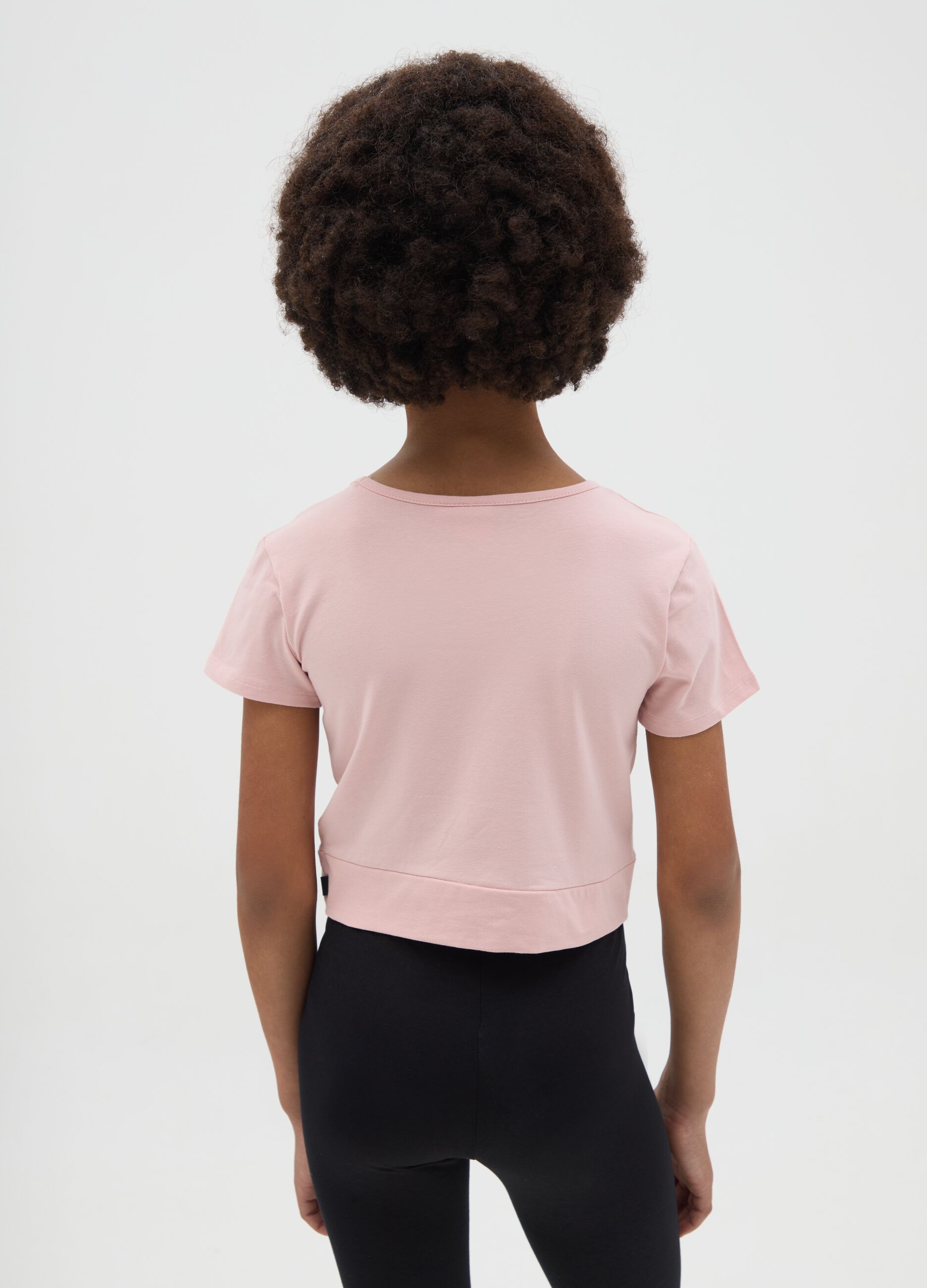Girls’ pink slim-fit T-shirt in stretch cotton