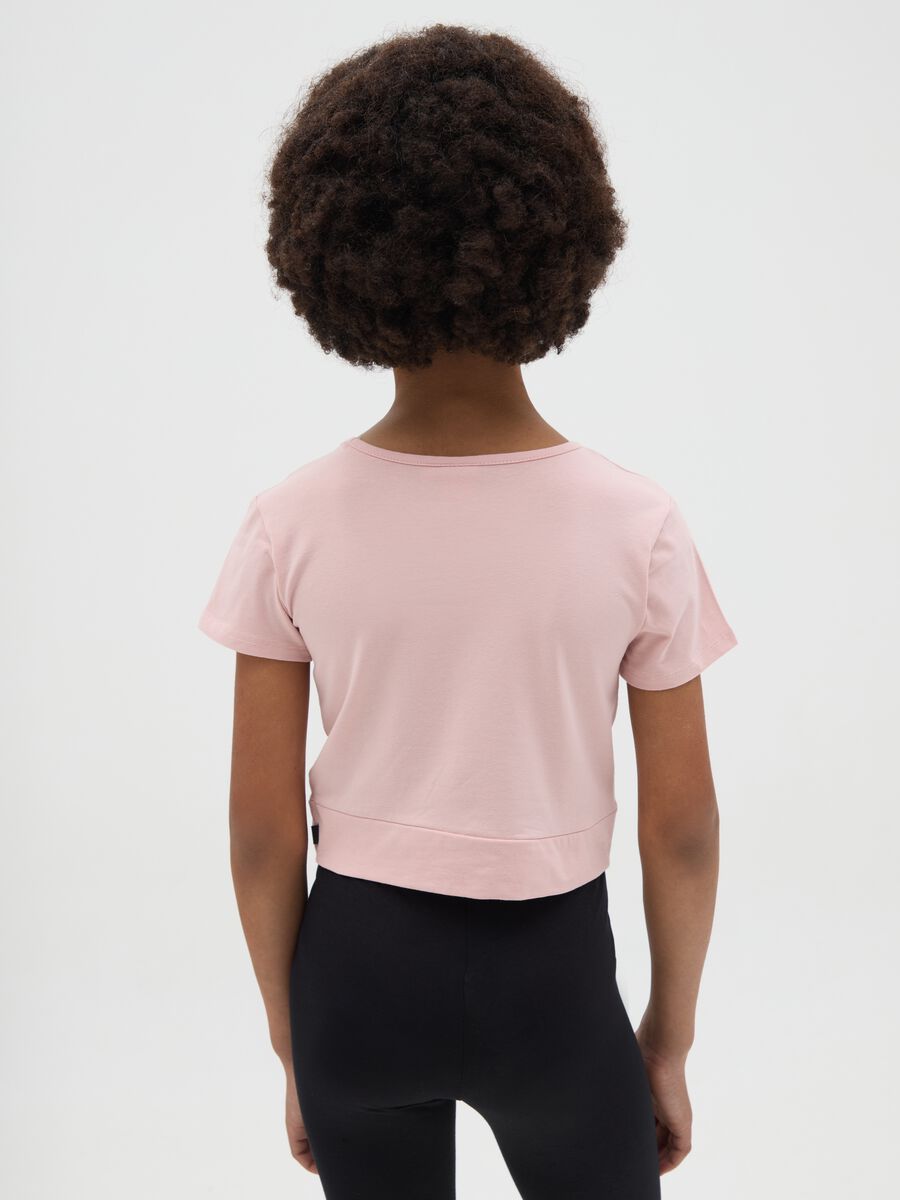 Girls’ pink slim-fit T-shirt in stretch cotton_2