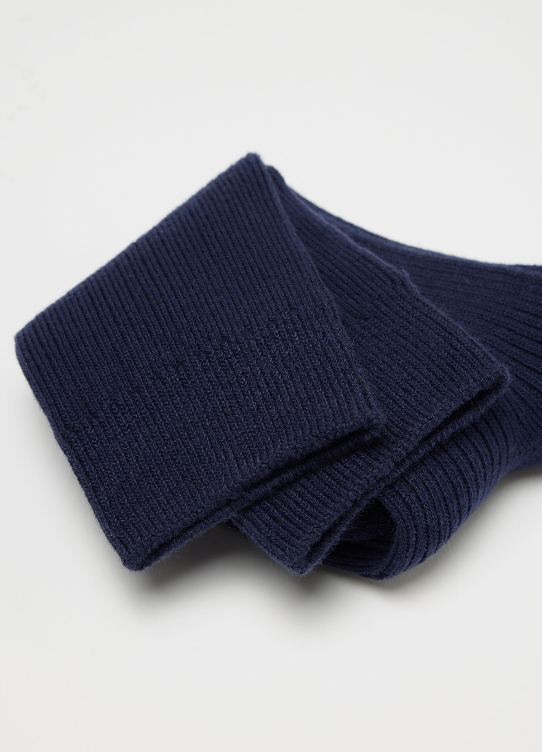 Blue stretch ribbed midi socks