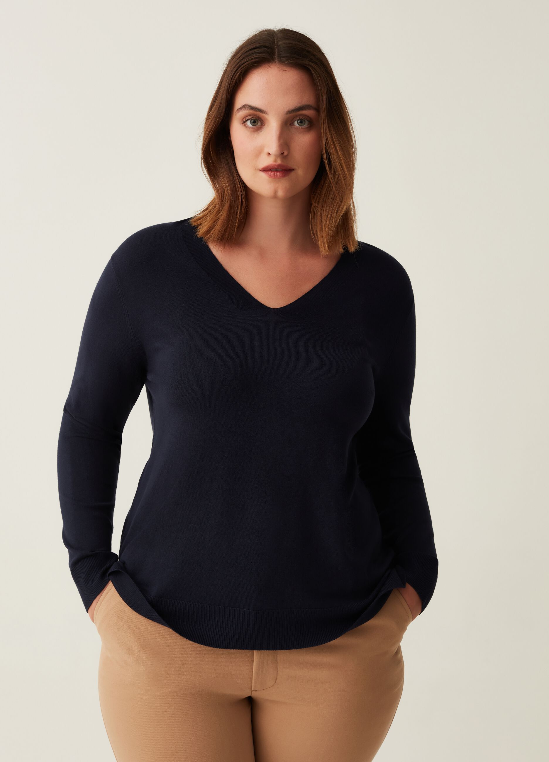 Maglia a maniche lunghe con spacchetti Curvy Blu navy MYA da Donna OVS