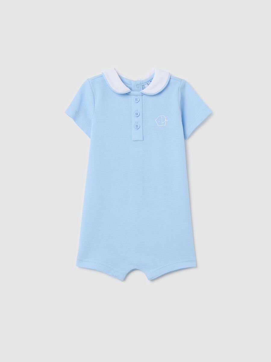 Cotton romper suit with elephant print_0