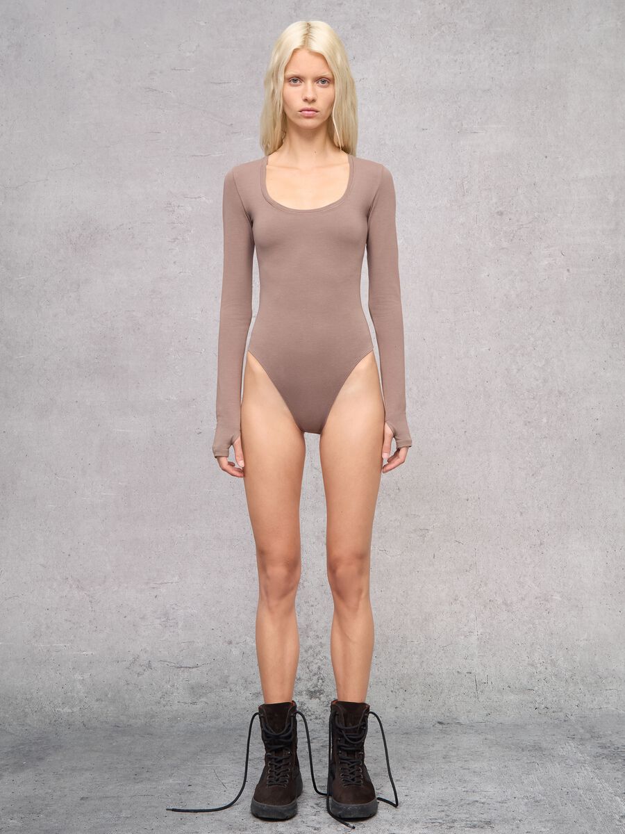 Scoop-Neck Bodysuit Mocha_2