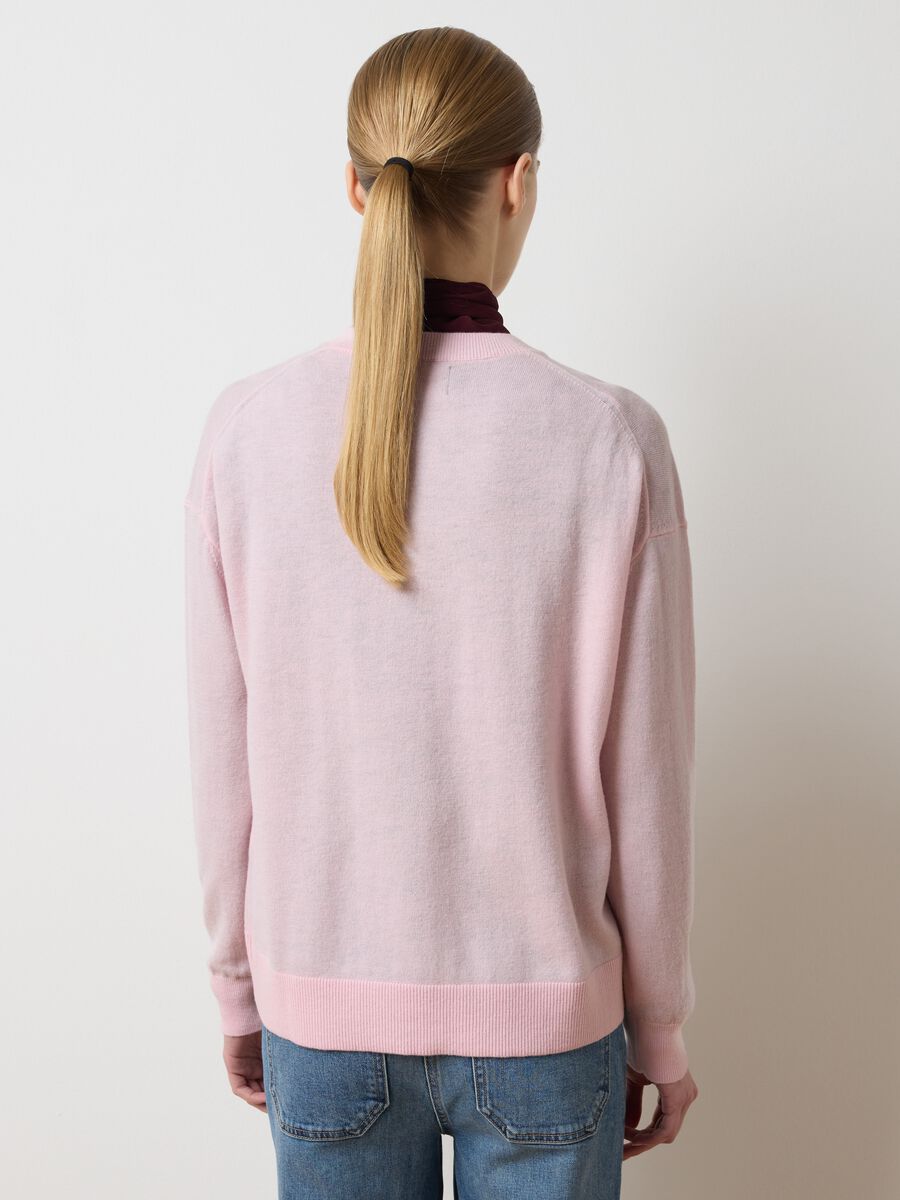 Pink pure wool crew neck jumper, regular fit_3