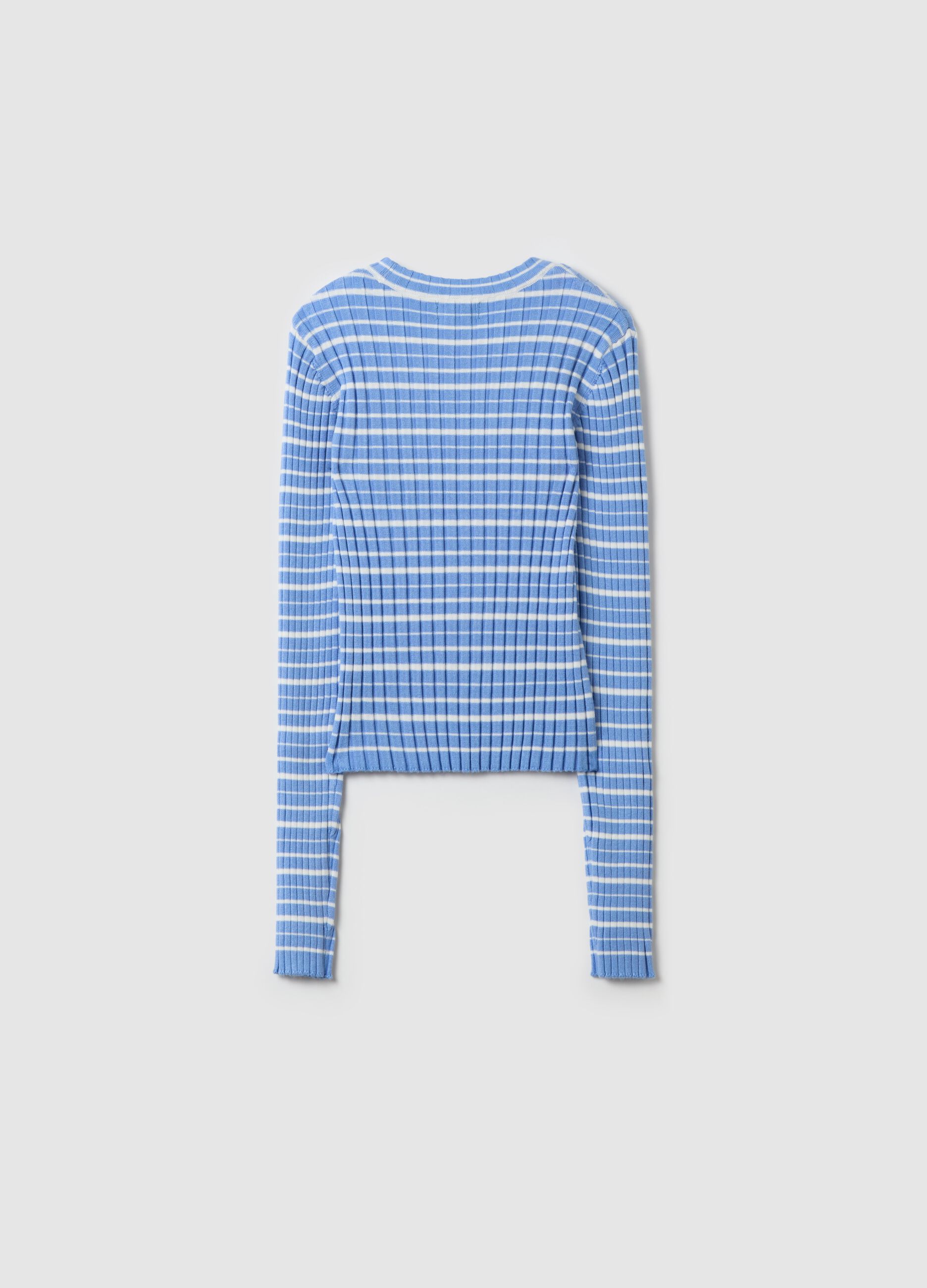 Ribbed T-shirt with striped pattern