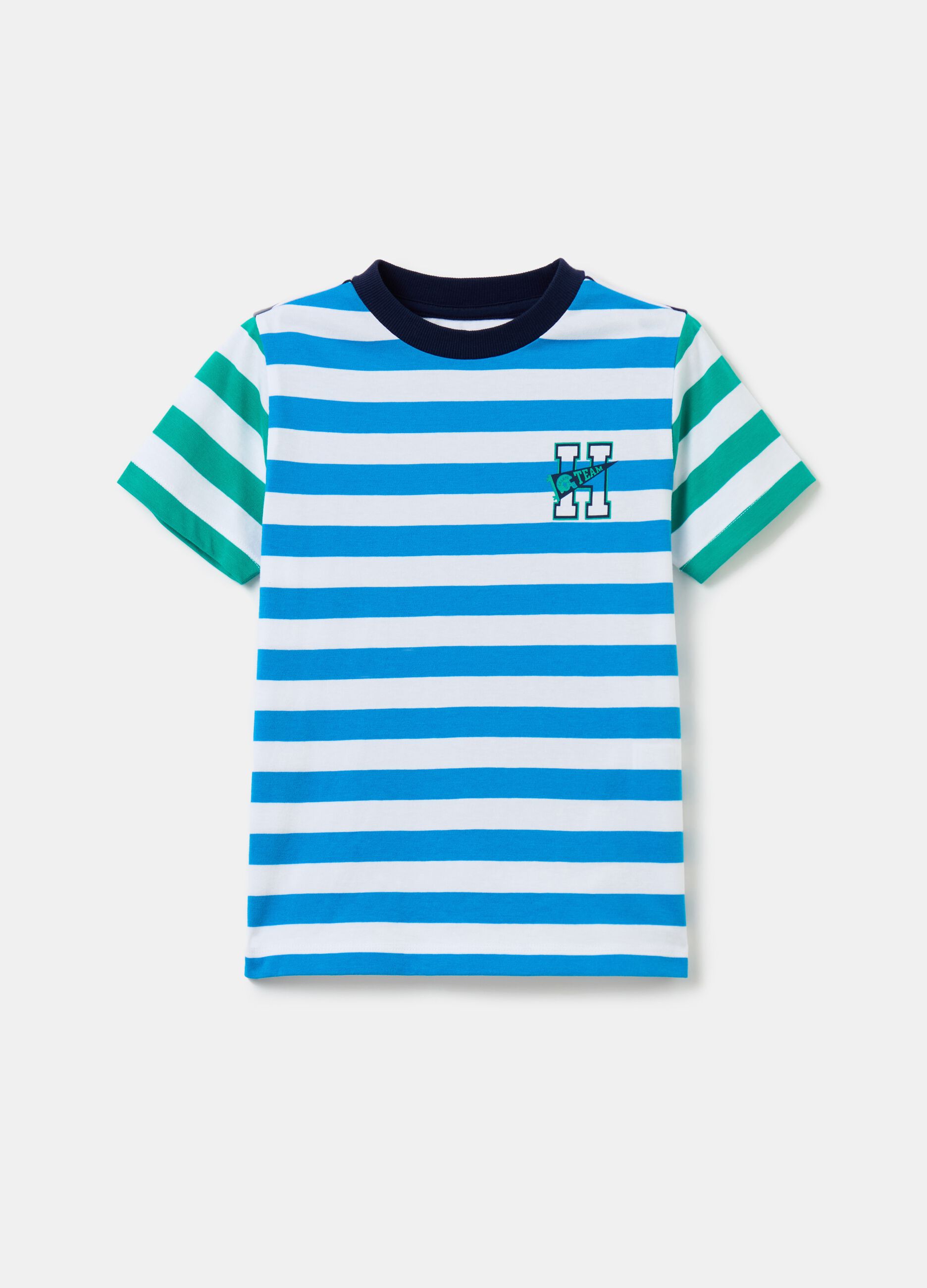 Cotton T-shirt with striped pattern