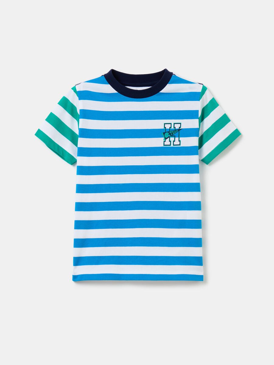 Cotton T-shirt with striped pattern_0