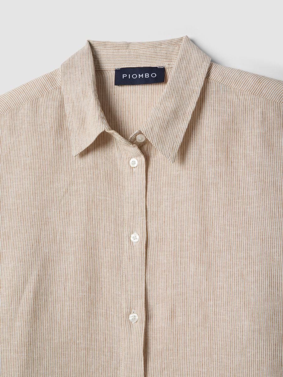 Camicia in misto lino a righe multicolor regular fit_5