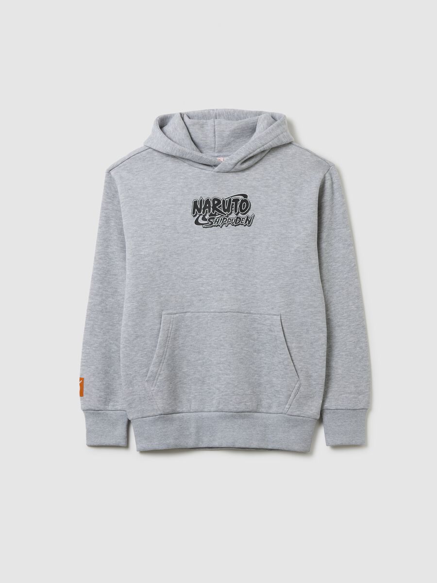 Felpa da bambino in misto cotone grigia con logo Naruto_0