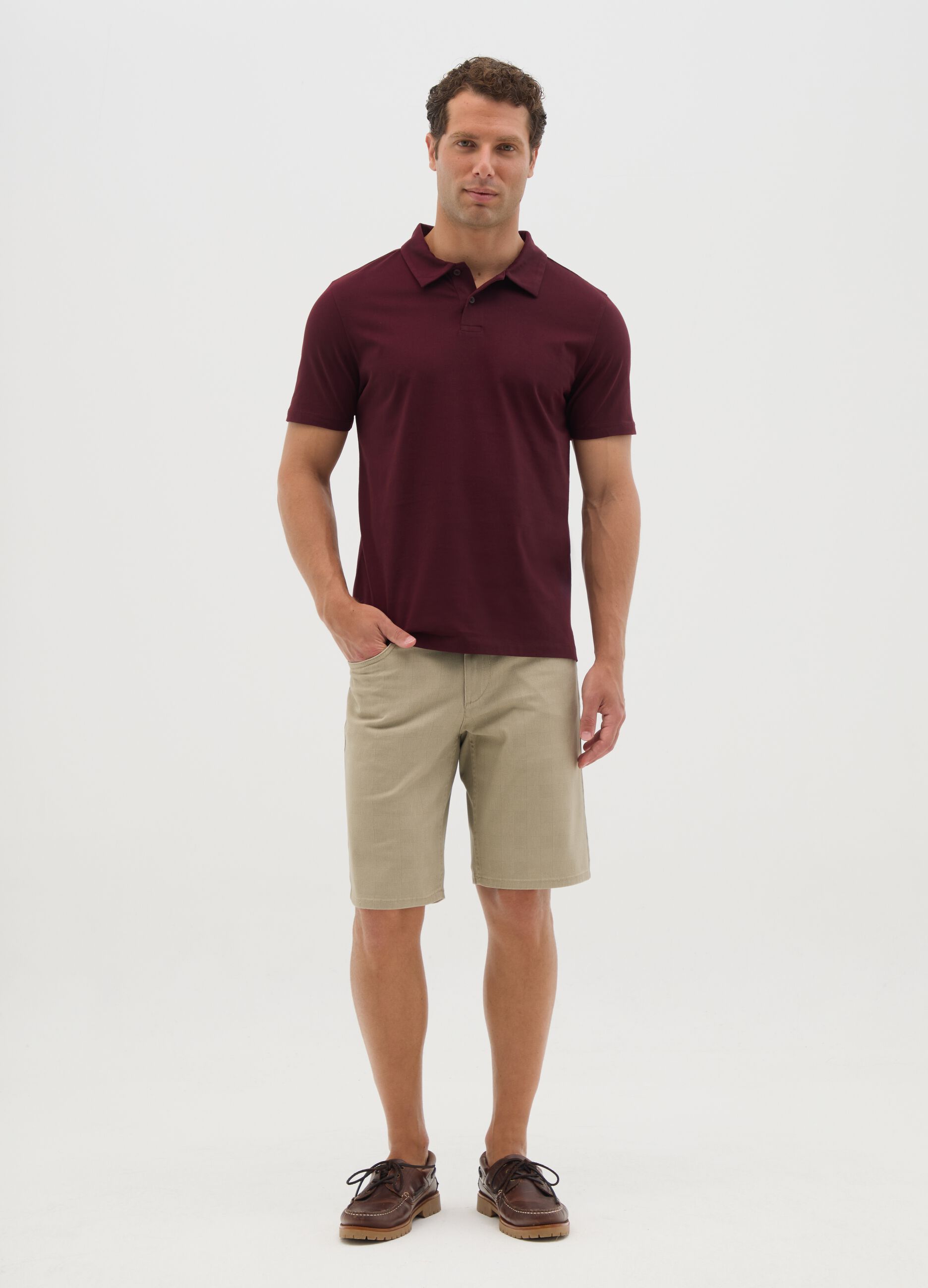 Men's Stretch Cotton Beige Shorts