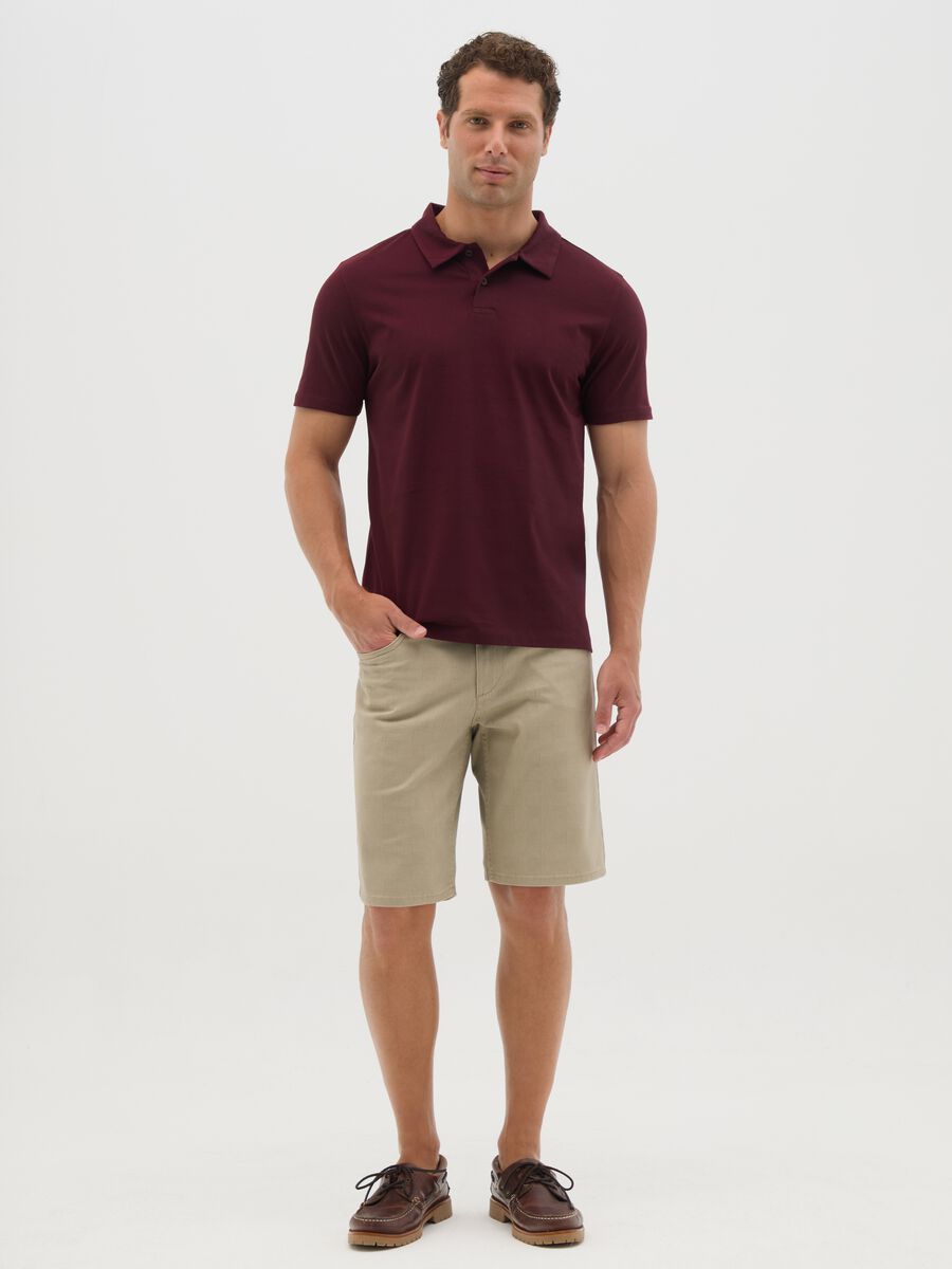 Men's Stretch Cotton Beige Shorts_0