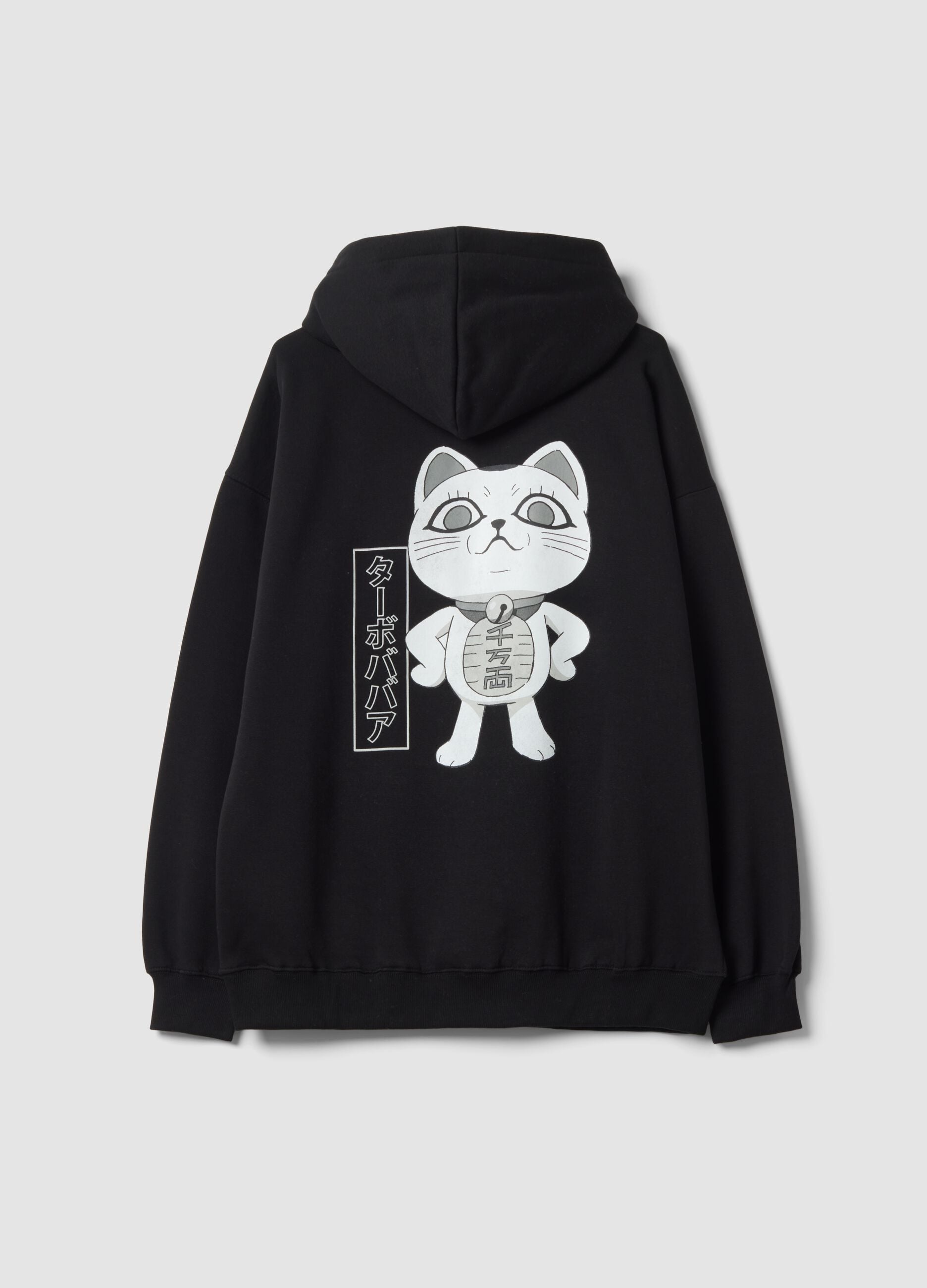 Black cotton-blend hoodie with Dan and Dan print